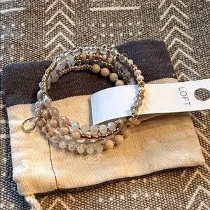 LOFT Gold and White Beaded Bracelet Set